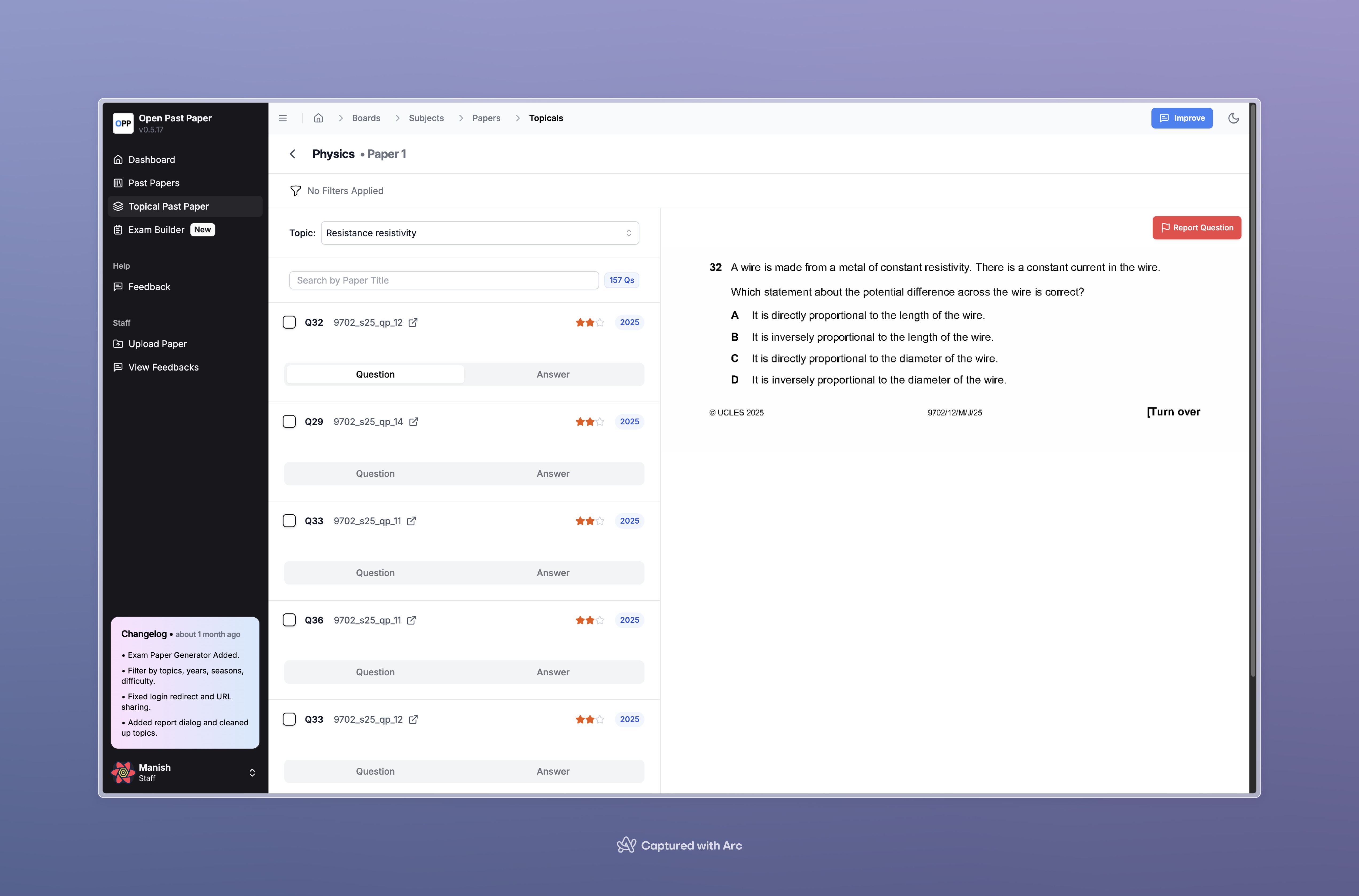Changelog screenshot