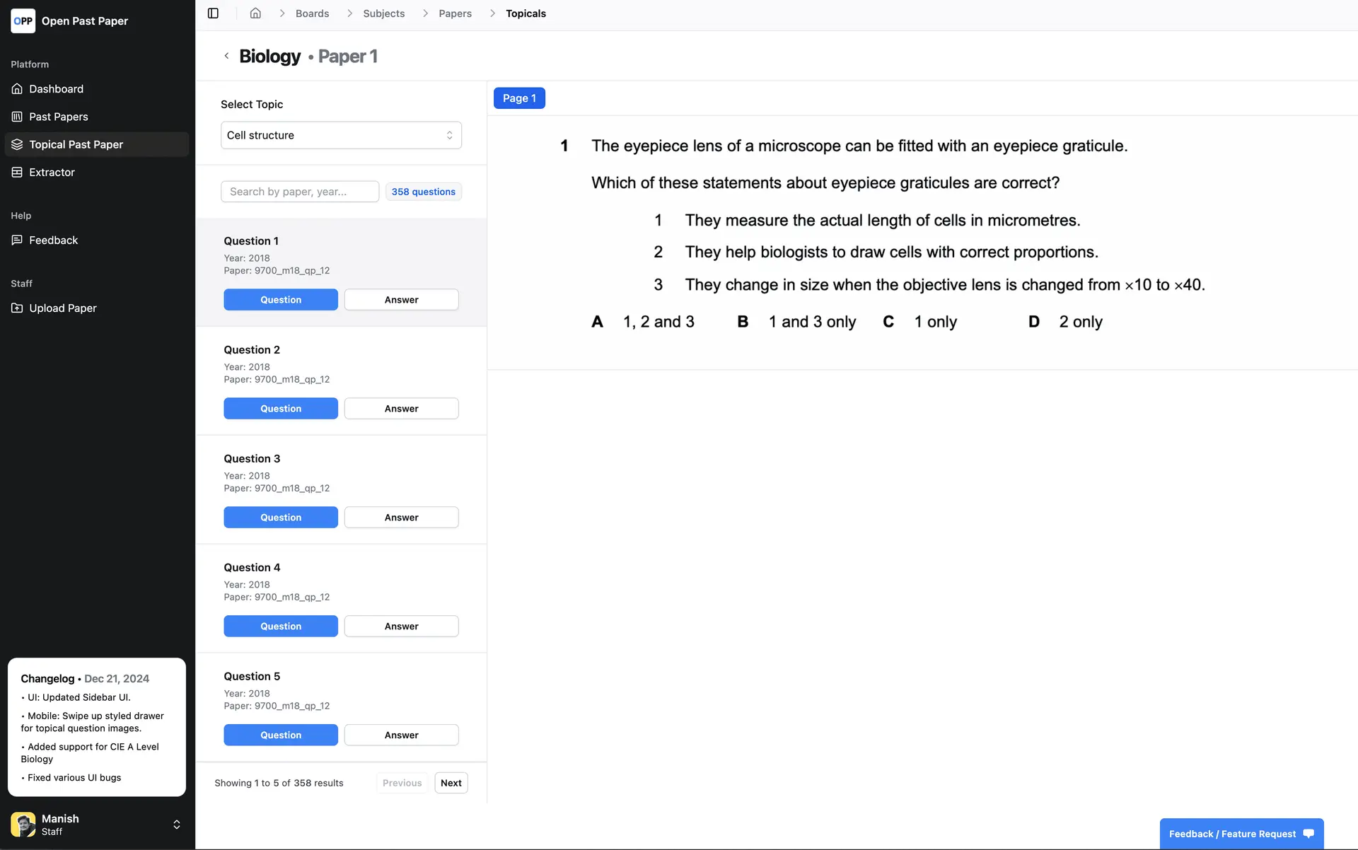 Hero: CIE A Level Biology and sidebar update
