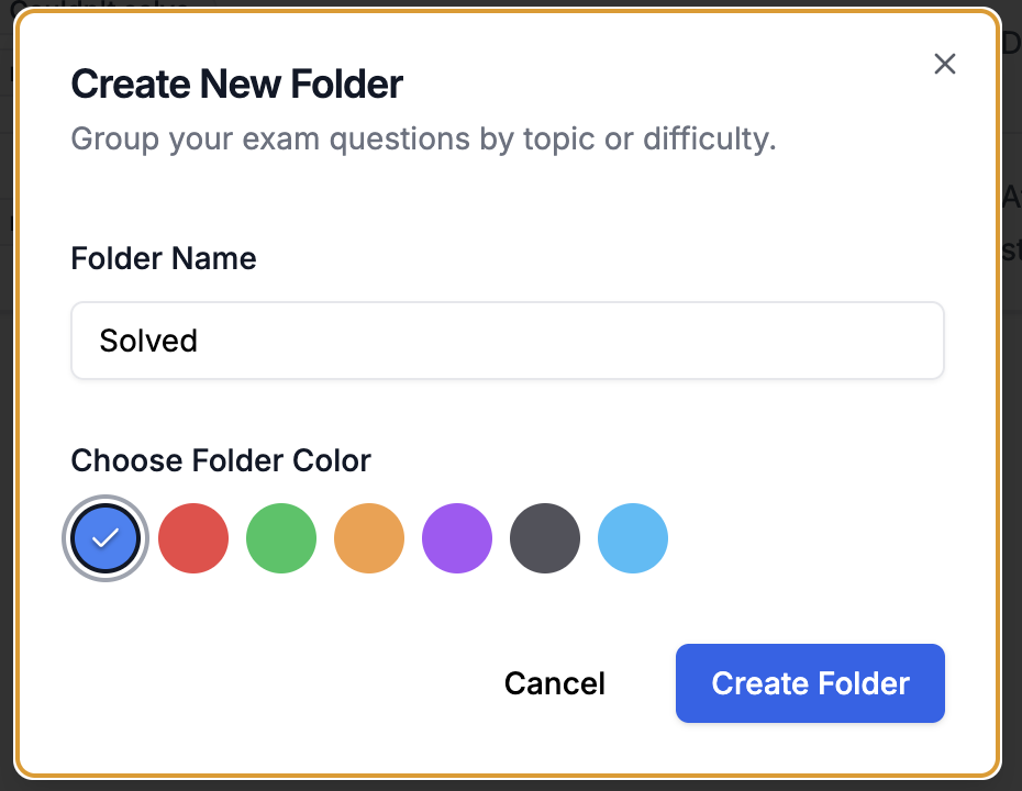 Creating a new bookmark folder with a custom color