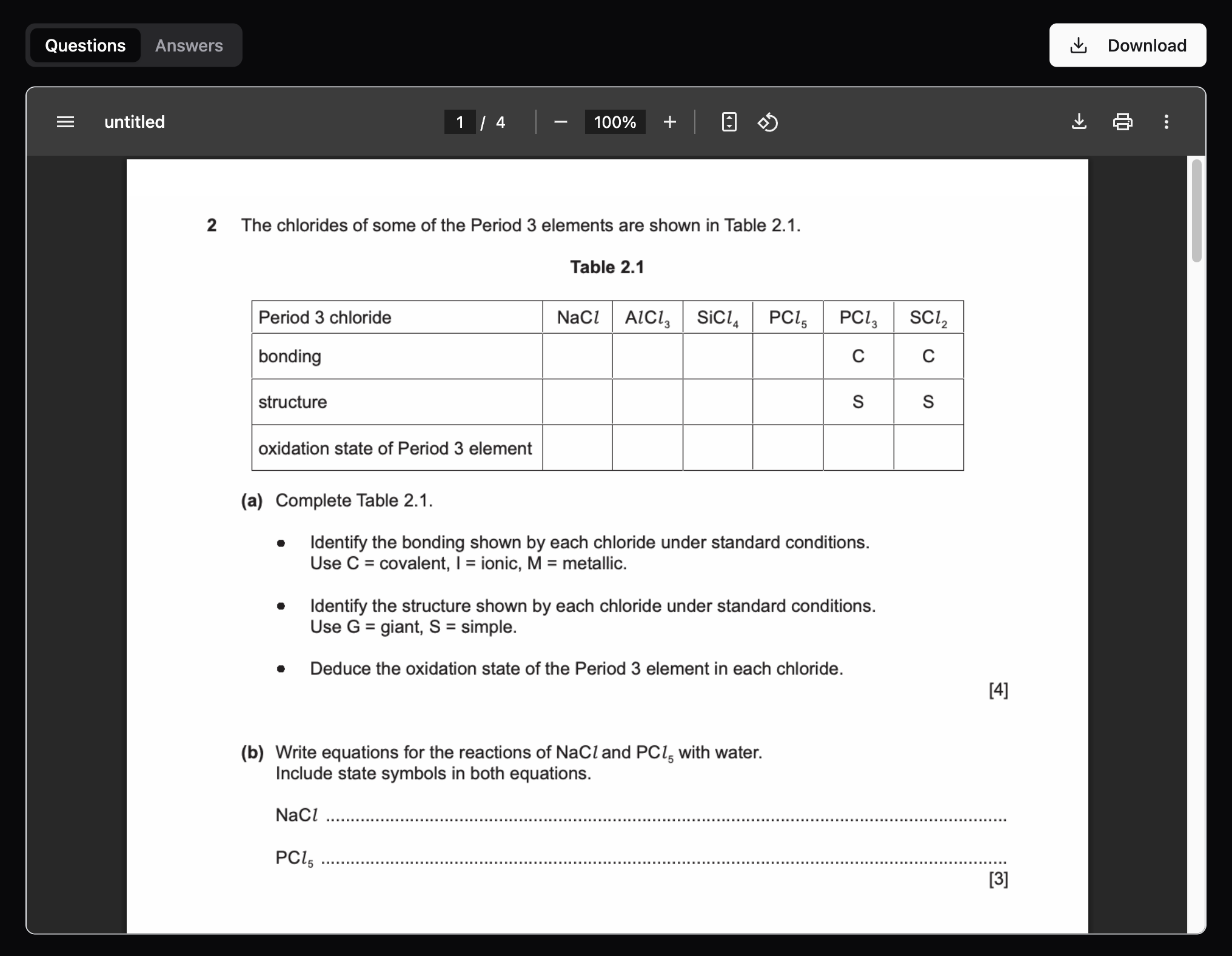 Generated Exam Paper and Marking Scheme ready to download